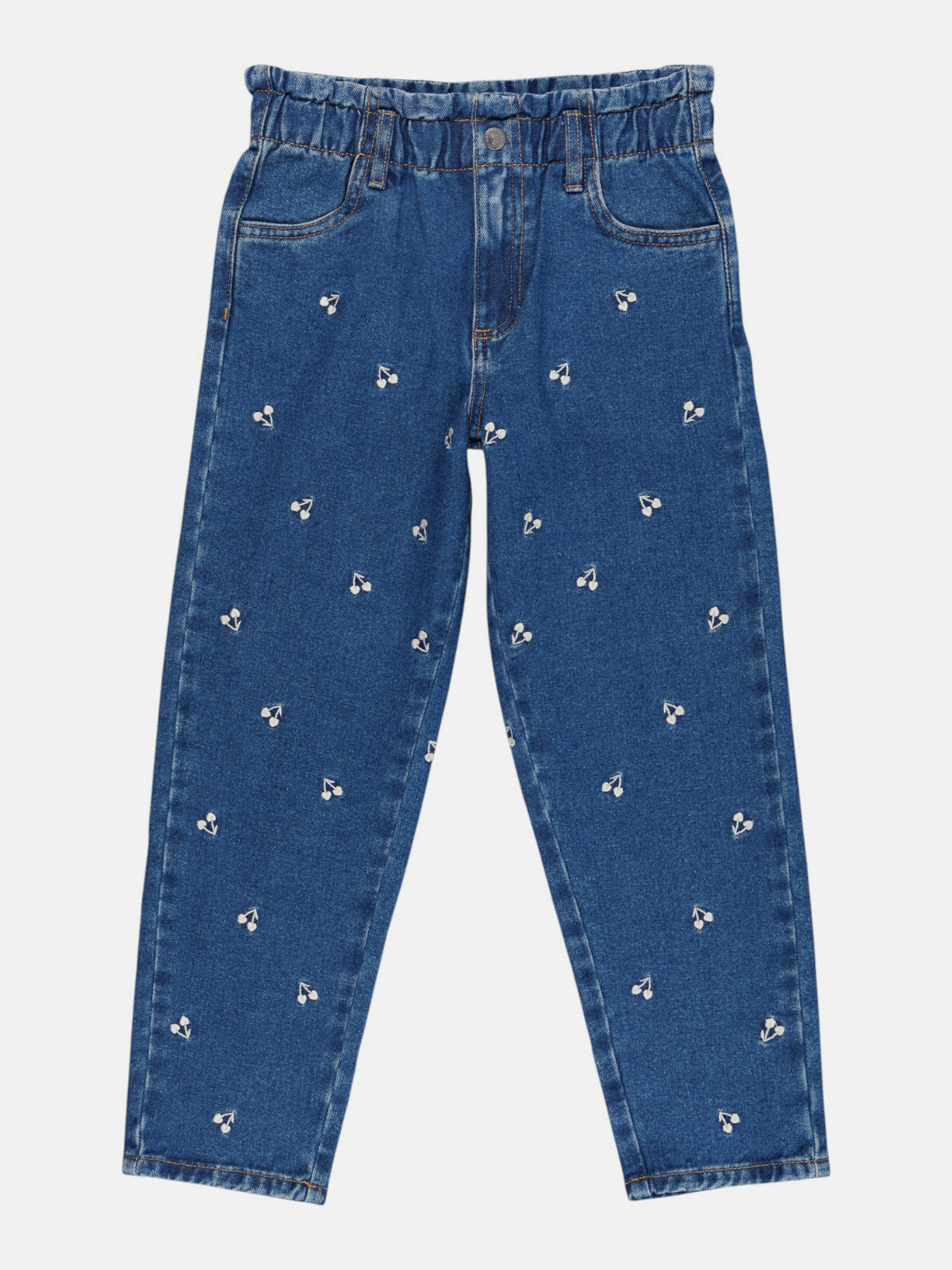Jean MOM cerises brodées fille (3-8A)