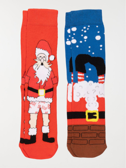 Lot paires chaussettes père-noël homme