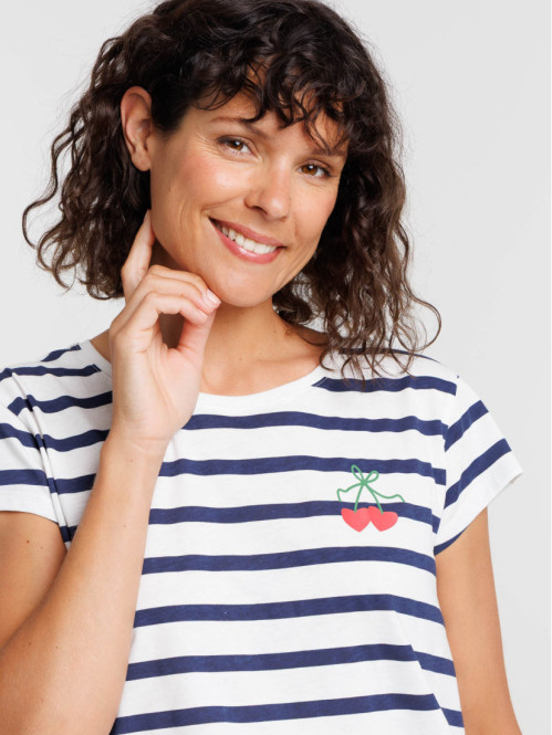 Pyjama rayé et cerise femme