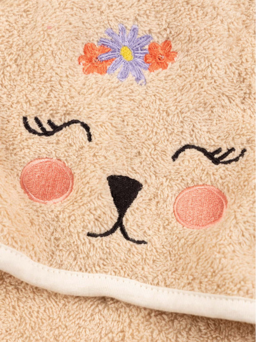 Carré de bain et gant lapin bébé