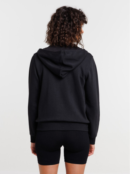 Sweat zippé capuche noir femme