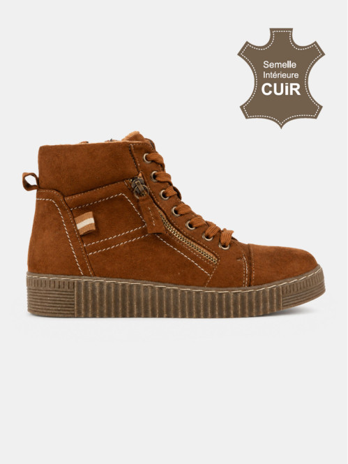 Baskets montantes marron...