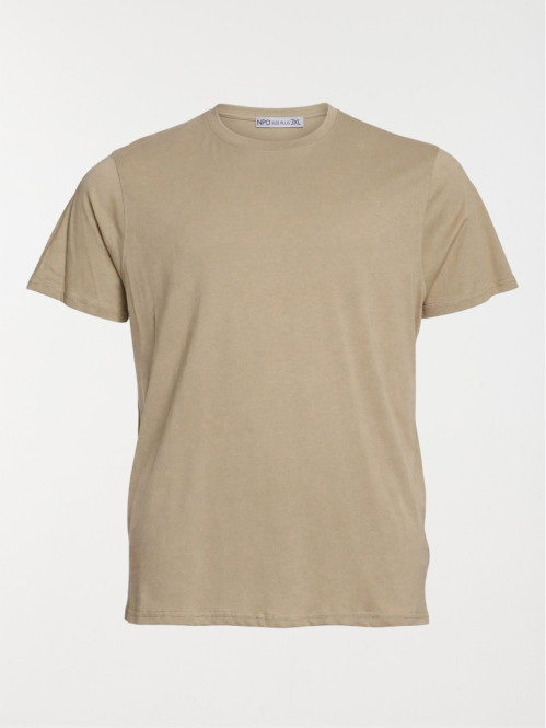 T-shirt uni taupe grande taille homme