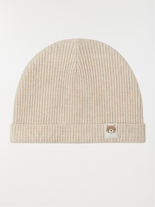 Bonnet naissance ours beige chiné bébé Bonnet naissance ours beige chiné bébé