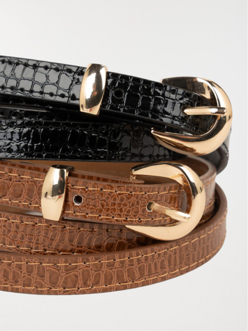 Lot de 2 fines ceintures femme