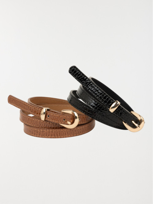 Lot de 2 fines ceintures femme