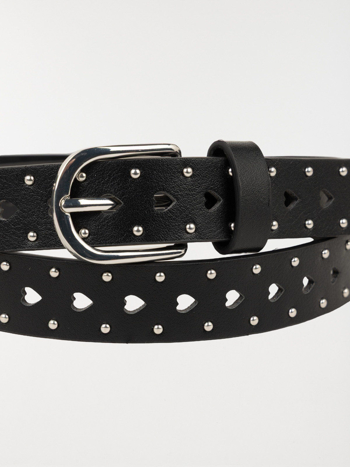 Ceinture noire à clous et cœurs femme Ceinture noire à clous et cœurs femme