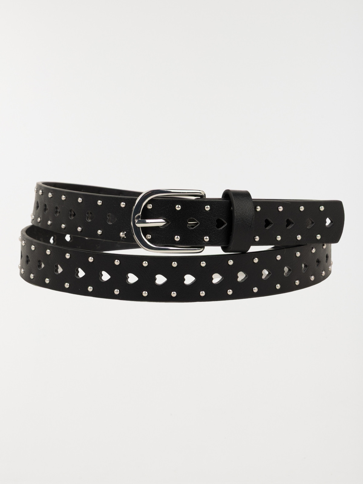 Ceinture noire à clous et cœurs femme Ceinture noire à clous et cœurs femme