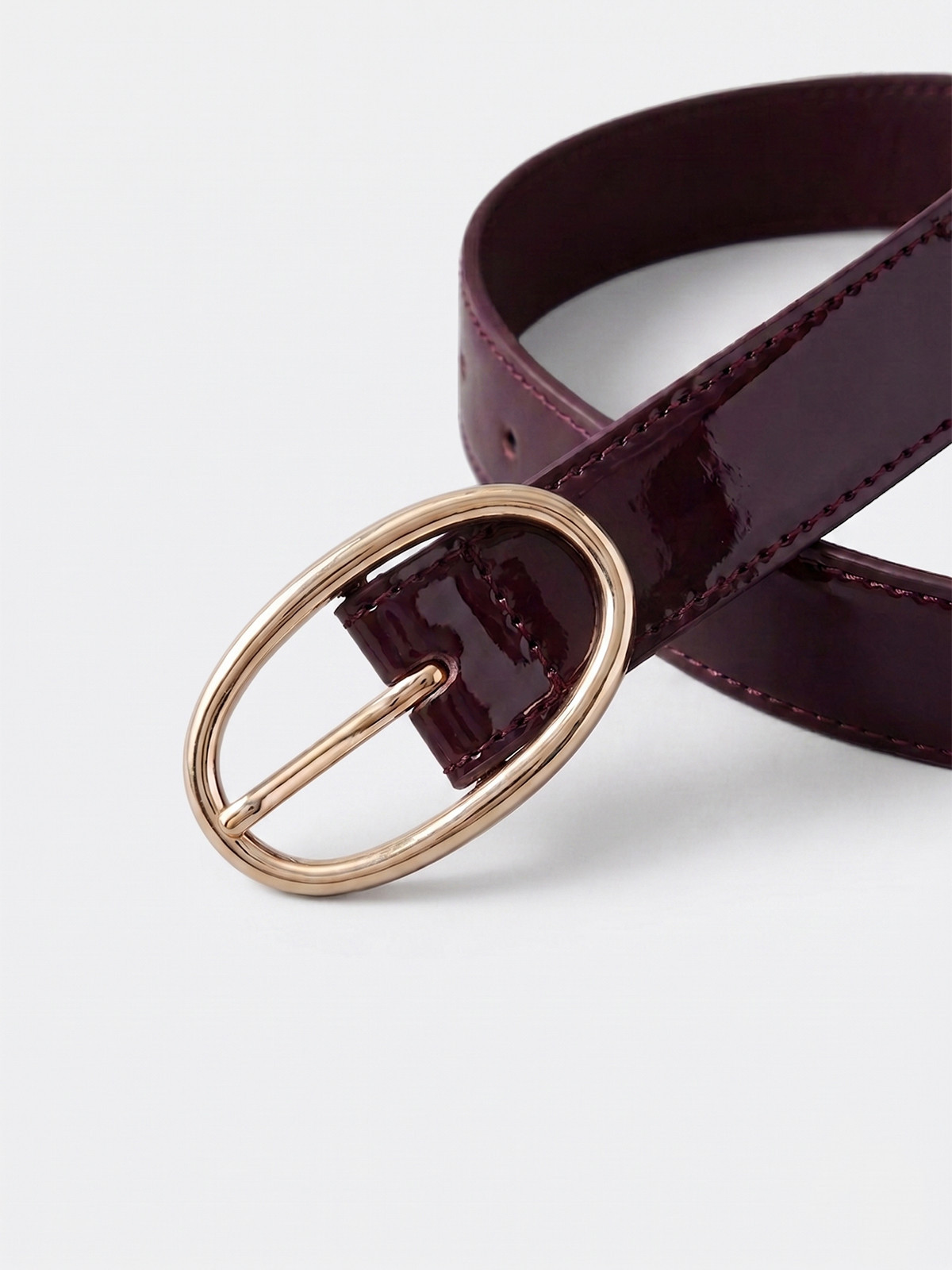 Ceinture vernis bordeaux foncé femme