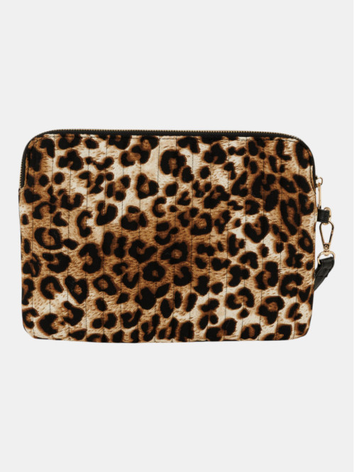 Pochette léopard zippée femme