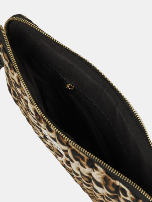 Pochette léopard zippée femme