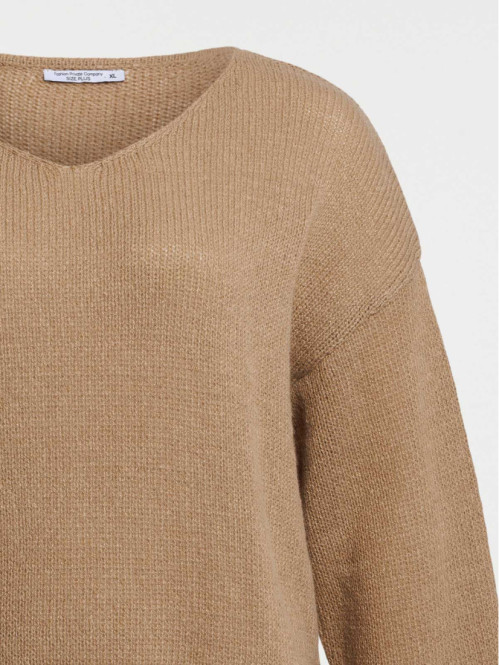 Pull col V fauve grande...