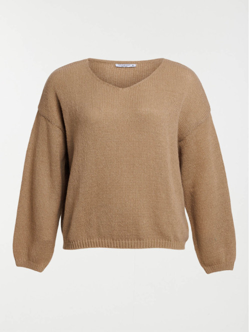 Pull col V fauve grande...