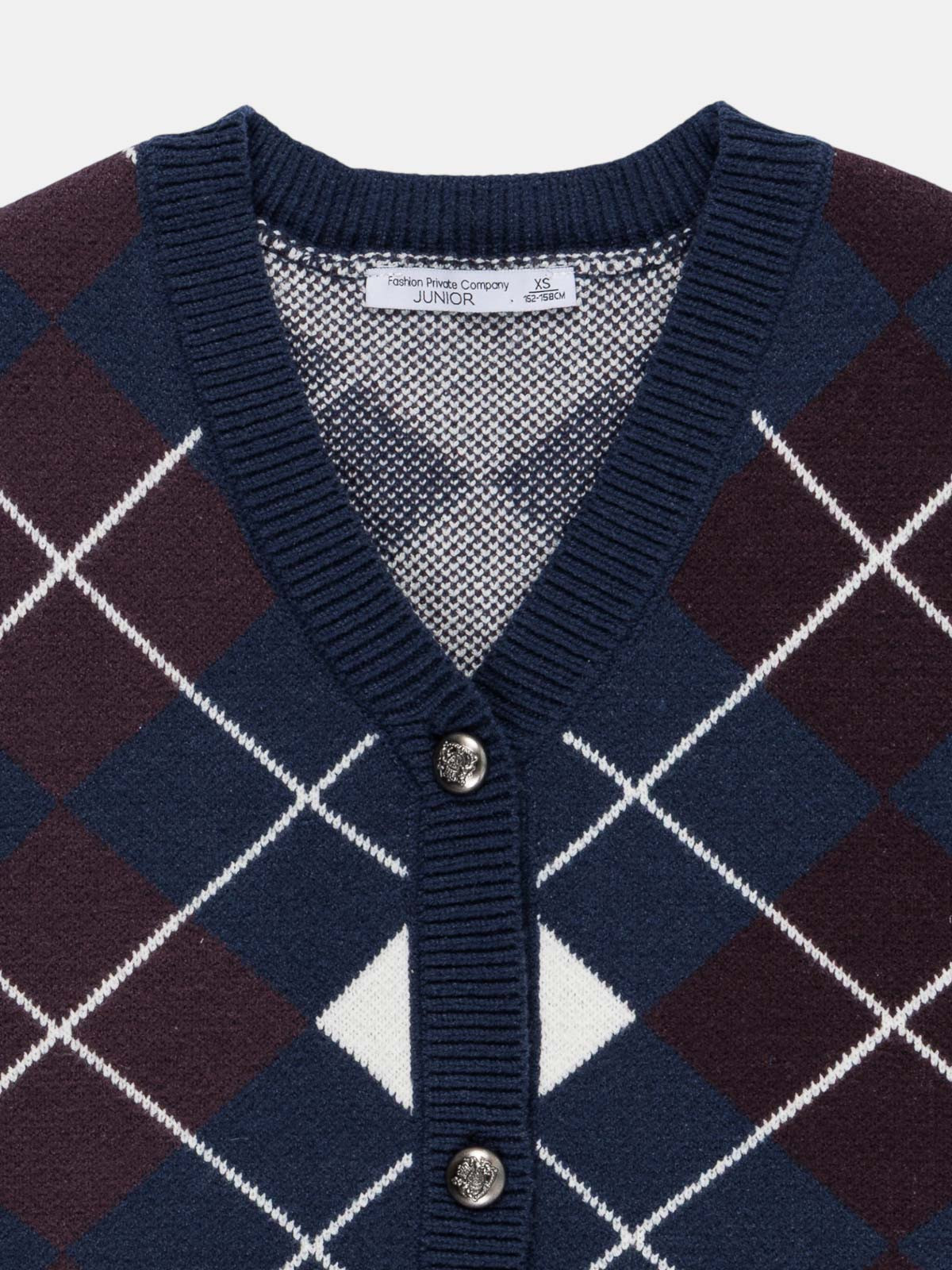 Gilet carreaux bleu empire fille (XXS-M)
