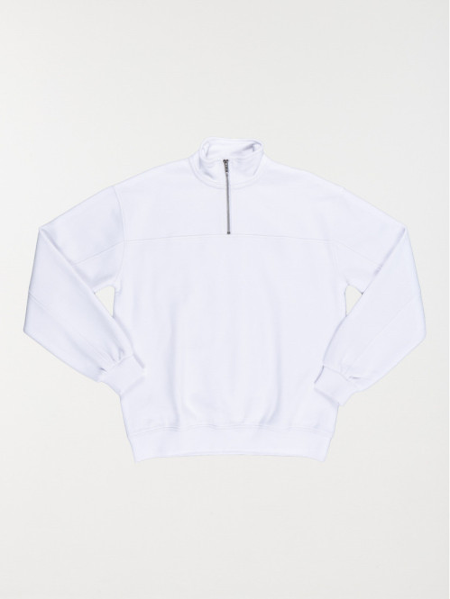 Sweat col zippé blanc...