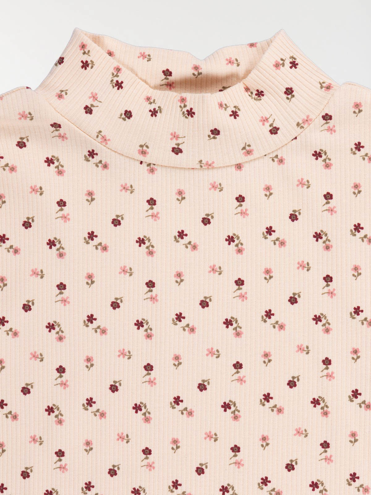 T-shirt col montant fleuri fille (3-12A) T-shirt col montant fleuri fille (3-12A)