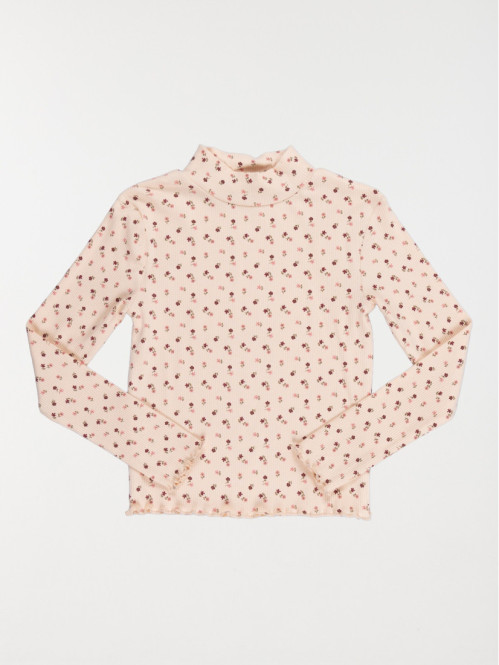 T-shirt col montant fleuri fille (3-12A) T-shirt col montant fleuri fille (3-12A)