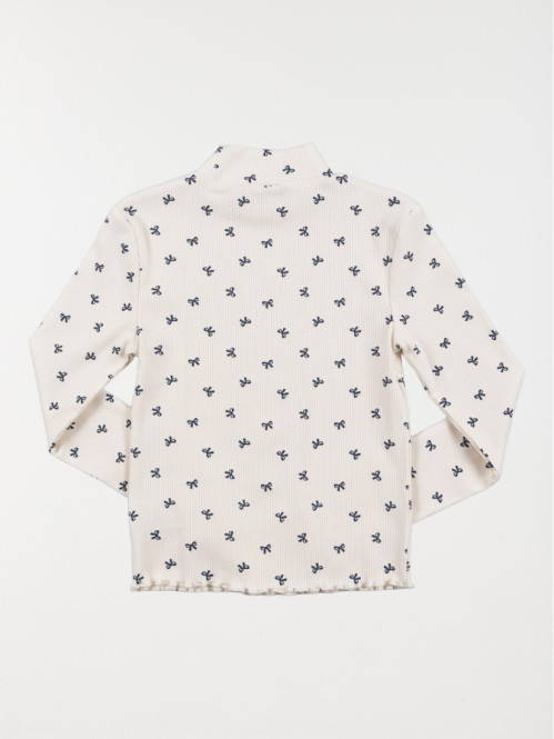 T-shirt col montant noeud fille (3-12A) T-shirt col montant noeud fille (3-12A)