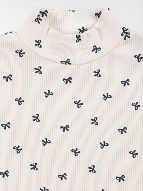 T-shirt col montant noeud fille (3-12A) T-shirt col montant noeud fille (3-12A)