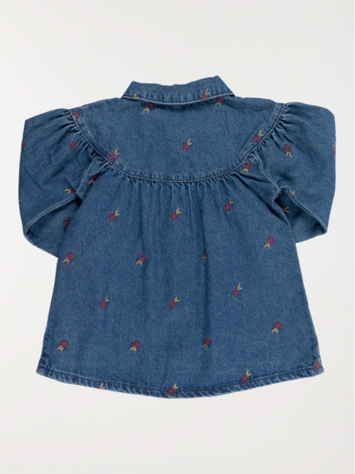 Robe jean fleurs brodées...