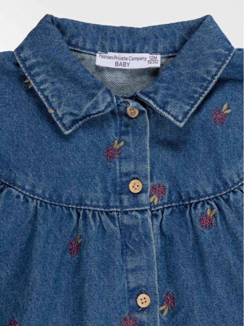 Robe jean fleurs brodées...