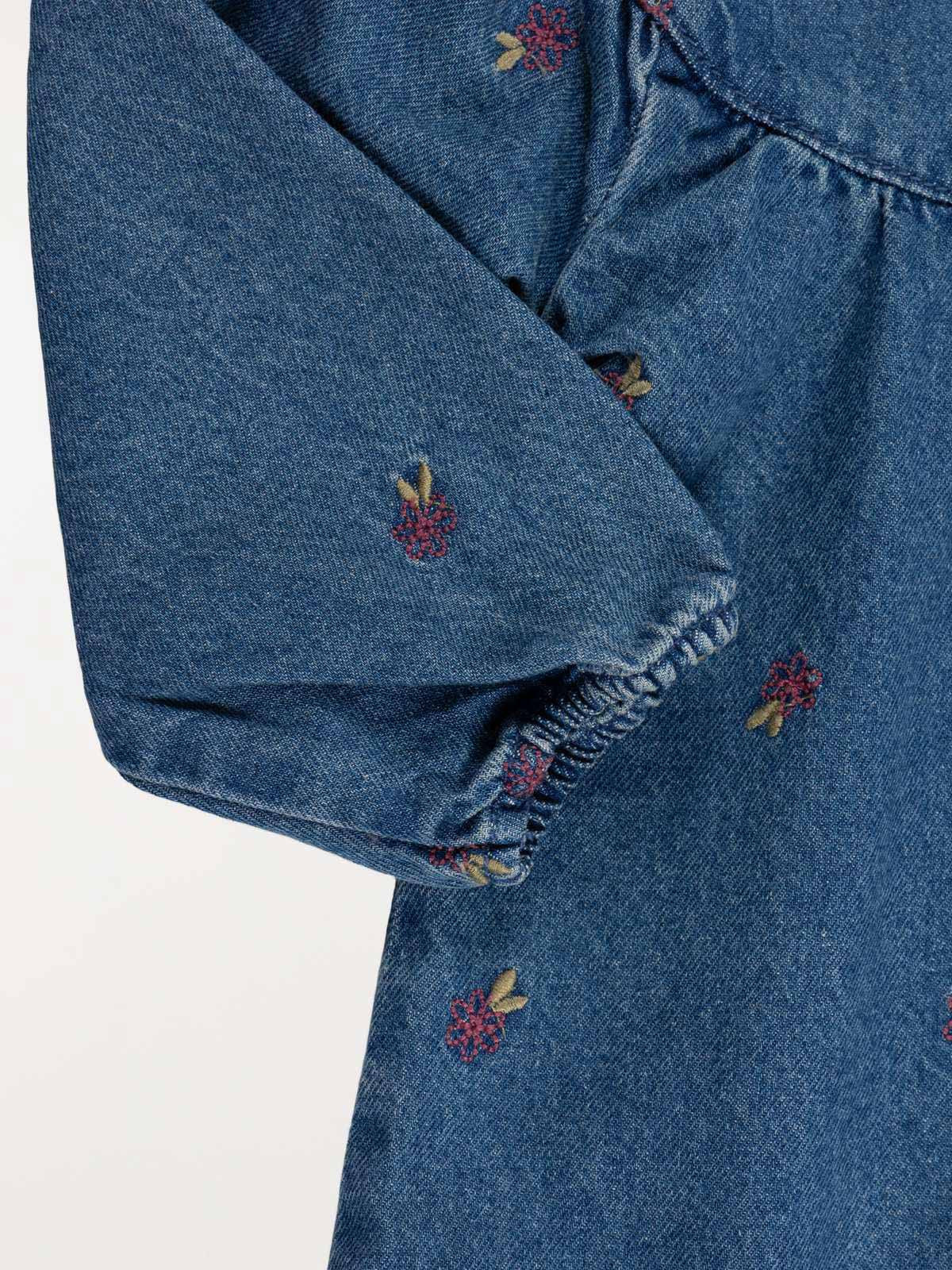 Robe jean fleurs brodées fille (3-36M) Robe jean fleurs brodées fille (3-36M)