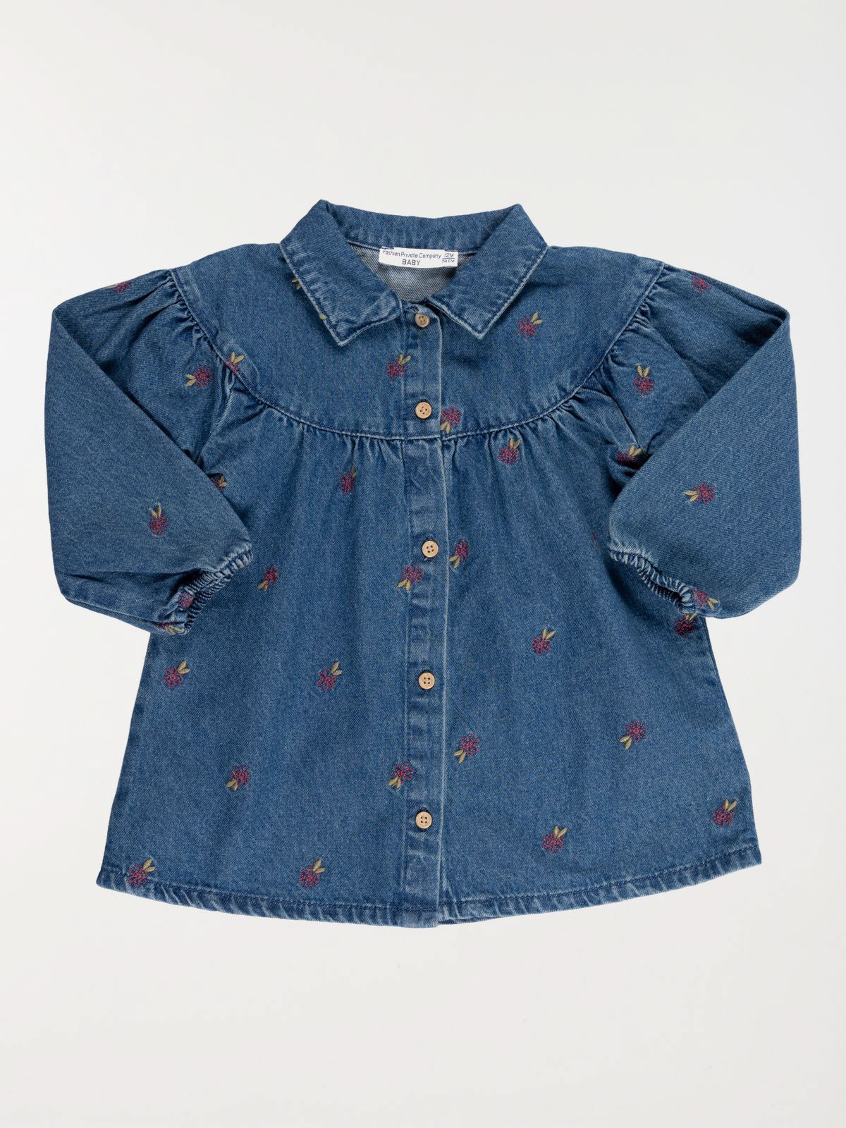 Robe jean fleurs brodées fille (3-36M) Robe jean fleurs brodées fille (3-36M)