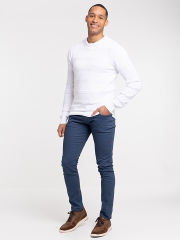 Pull maille relief homme blanc - DistriCenter