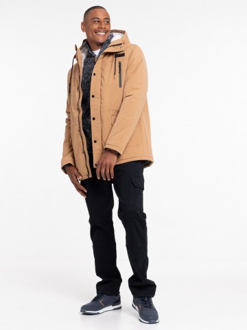 veste de travail zippée en velours marron glace pour homme