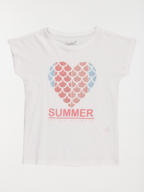 T-shirt coeur brillant fille (3-8A)