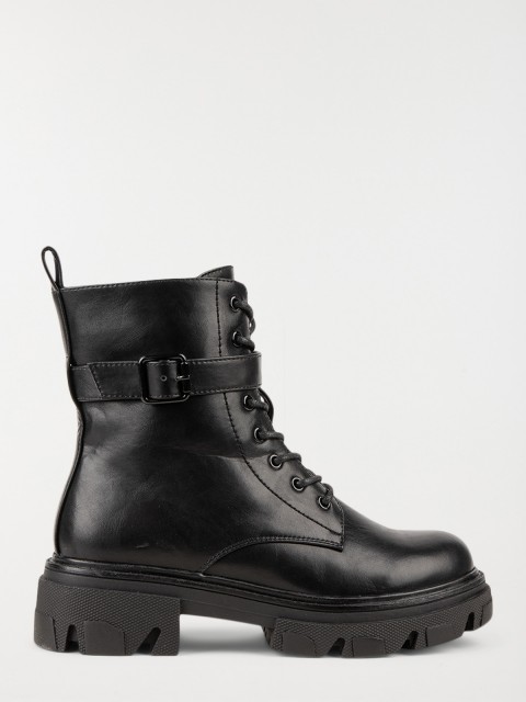 Boots noirs lacets et zip femme (36-41)