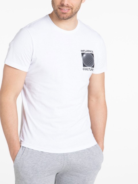 T-shirt blanc imprimé homme