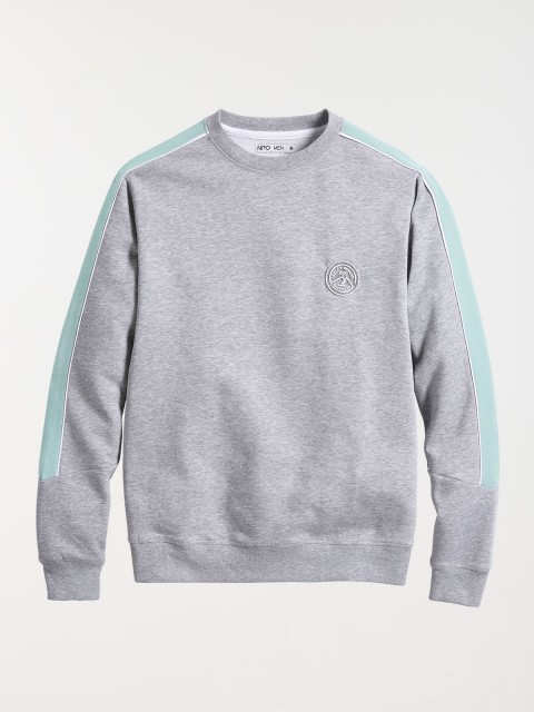 Sweat homme col rond gris chiné