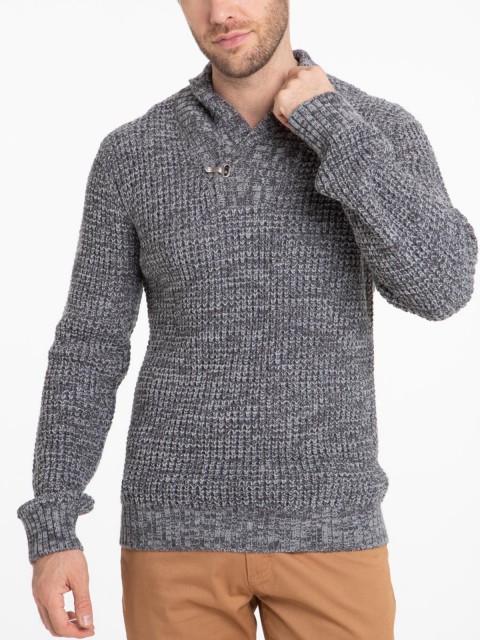 Pull grosse maille et col châle homme