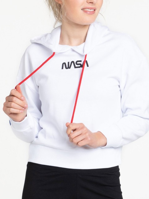 Sweat capuche NASA blanc femme