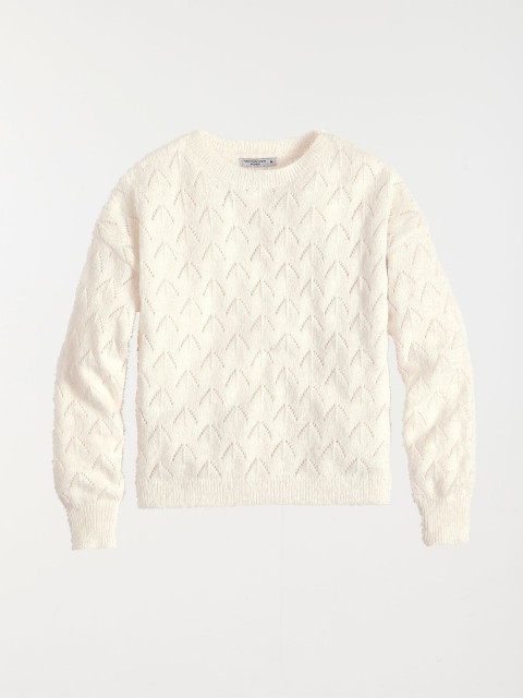 Pull blanc col rond femme