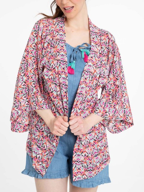 Veste kimono imprimée femme