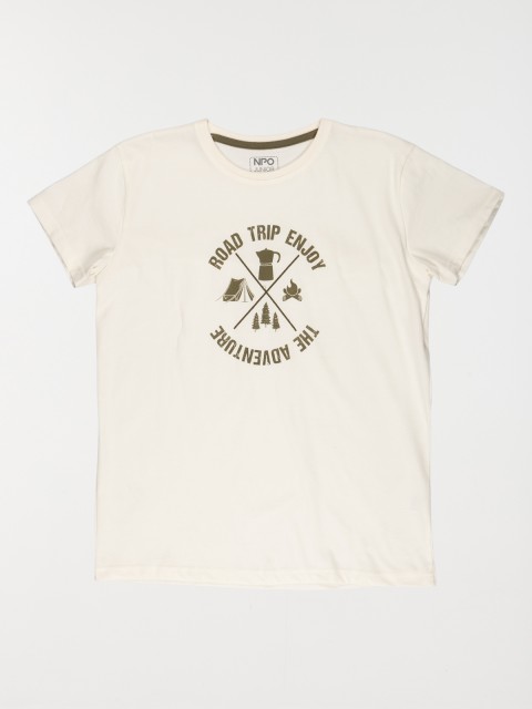 T-shirt écru imprimé garçon (10-16A)