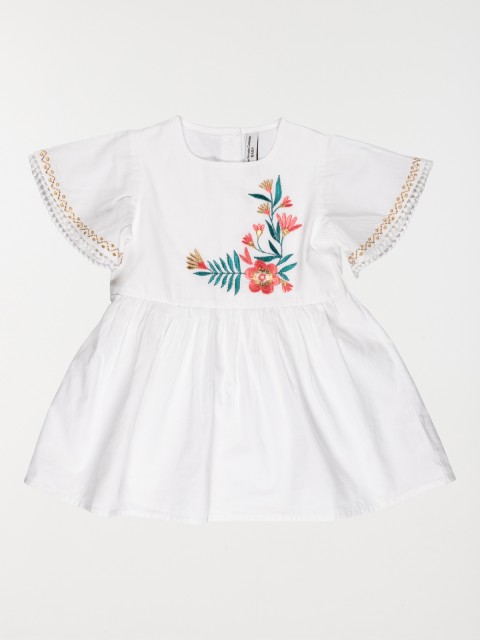 Robe blanche broderie fille (3-24M)