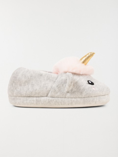 Chaussons gris licorne fille (31-35)