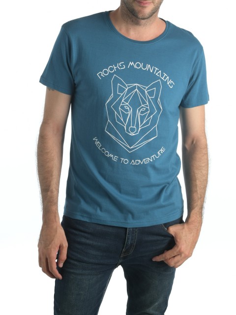 T-shirt imprimé tête de loup origami