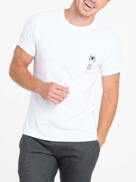 T-shirt Spiderman blanc homme
