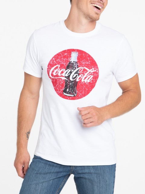 T-shirt blanc Coca-Cola bouteille homme