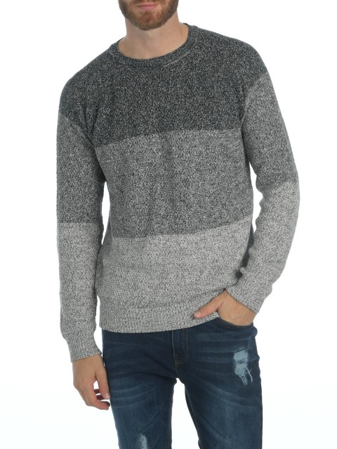 Pull col rond tricolore homme