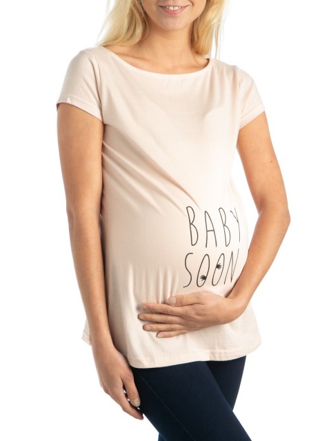 T-shirt à message maternité nude