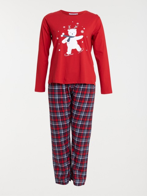 Pyjama motif ours de Noël femme