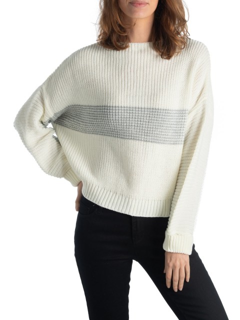 Pull rayé col montant femme 
