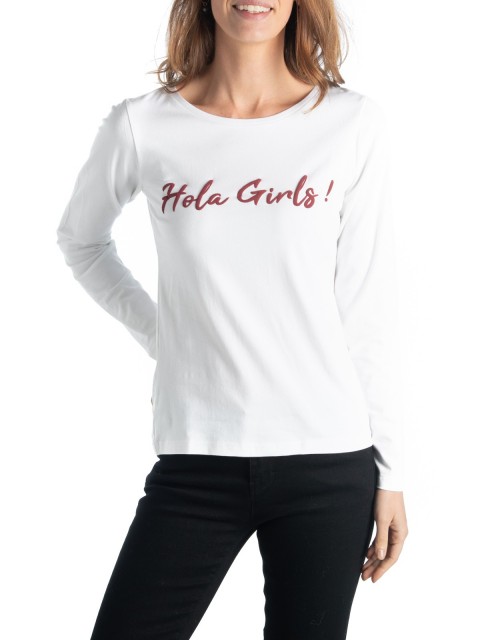 T-shirt imprimé message femme blanc