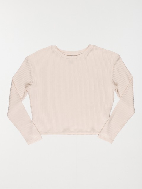 Pull col rond écru fille (10-16A)