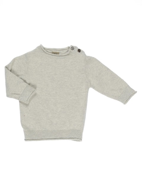 Pull basic col rond beige chiné (3-24M)